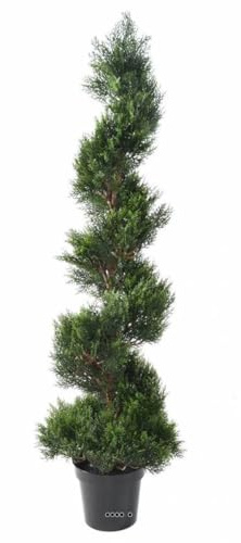 Artificielles.com - Künstliche Zypresse im Topf für den Außenbereich, Spiralform, Höhe 150 cm, Höhe: 150 cm, Farbe: Grün