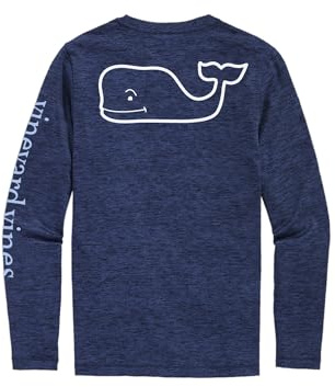 vineyard vines Men's Long Sleeve Whale Harbor Tee, Nautical Navy Heather, Medium