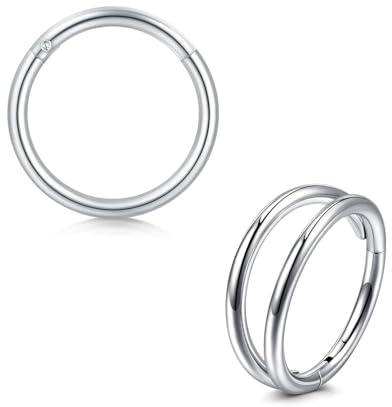 Briana Williams 2stk nasenpiercing Silber Schwarz Segmentring Piercing Nase Septum Ohr Helix Tragus Daith Ring Clicker Chirurgenstahl 18G 6mm