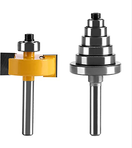 1/2 H - 1/4 Shank Rabbet Router Bit Set, Rabbeting Router Bit avec 6 Roulements Set 3/8 , 1/2, 5/8 , 3/4, 7/8 , 1-1/8'' Roulements pour Panneaux de Particules en Bois