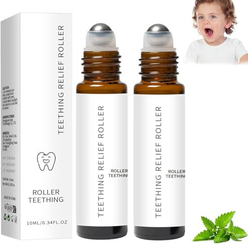 Zahnen Natürliche Schmerzlinderungsrolle, 2 Stück Baby Teething Roller, Zahnen Beruhigendes Öl Roller, Baby Zahnen Massage Roller, Reduce Teething Discomfort