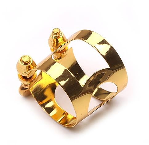 Toyvian Ligature Pour Saxophone Alto Mib Doré Attache Métal à Double Filetage Clip Pour Saxophone Alto