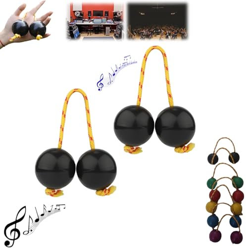 YOUKENE Koshkash, 2 Pair Kush Kash Shakers, Asalato Rhythmic Ball Kashaka Instrument, Hand Musical Percussion African Shaker Instrument, Easy to Play for Adults and Teenagers at Shows (2 Pairs Black)