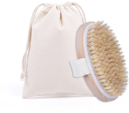 FUZVOL Dry Brushing Body Brush,Natural Bristle Bath Shower Brush for Exfoliating,Removing Dead Skin,Improving Stimulates Blood,Dry Body Brush with loofah Suitable for All Skin Types