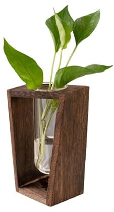 TXLEAPEY Vase en Bois for Arrangement Floral hydroponique, décoration, Ornement, Fleurs séchées, récipient en Lierre Vert cultivé dans l'eau(Brown)