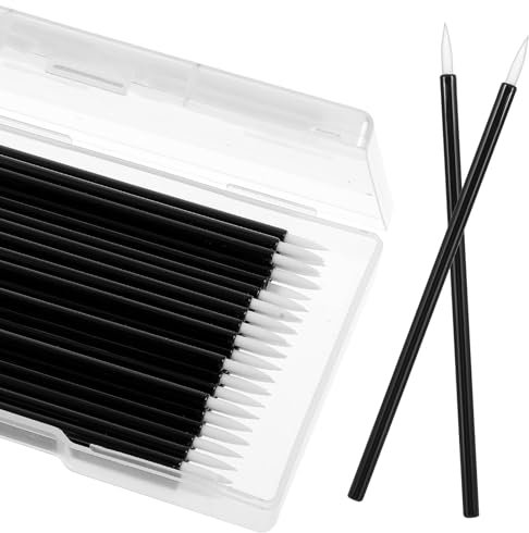 100 Pcs Disposable Eyeliner Brushs, Eyeliner Brushes Fine Point with Storage Box, Disposable Makeup Brushes for Eyelashes, Detail Painting and Lip, Cosmetic Makeup Applicators（White）