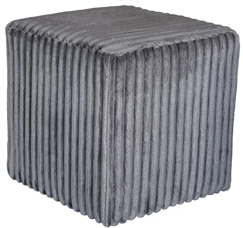 Extrasen Hocker Wohnzimmer Sitzhocker - Quadratisch 40 x 40 cm - Sofahocker - Dicker Cord Grau
