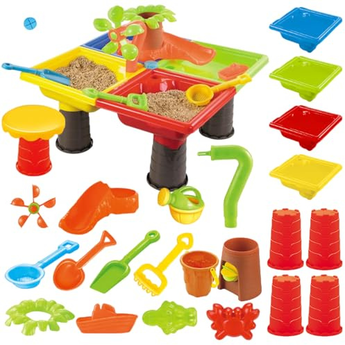 Outdoor Sensory Table,Sensory Water Table Sandbox Toys - Playset Interactive Toys Activity Center Fun Games for Boys Girls Toddler Outdoor Indoor Backyard Beach Garden