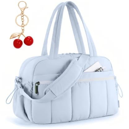 VOKUVIKU Puffer Reisetasche Damen, Sporttasche Gym Travel Bag, Handgepäck Tasche Weekender mit PVC nasse Tasche, Blau