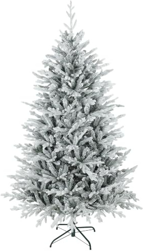 HOMCOM Künstlicher Weihnachtsbaum 180 cm Mit Schnee, 1976 Spitzen | Künstlich Tannenbaum, Christbaum Weihnachtsdeko, Inkl. Klappbar Metallständer, Für Drinnen