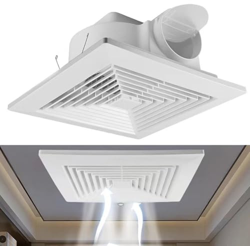 FUANA Ventilador de techo para uso doméstico, extractor de 20 x 20 cm con potente flujo de aire y funcionamiento silencioso, accesorios de radiador de baño y cocina de bajo consumo