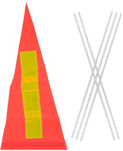 BESPORTBLE Drapeau de Sécurité Vélo Résistant aux Déchirures 37 Cm 5 Sections Blanc Drapeau Triangulaire Orange PVC Haute Visibilité pour Karting, Drift et Cyclisme Estival