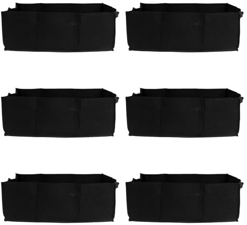 BESPORTBLE 6 Sacchi Quadrati Non Tessuto per Piante Grandi 60x30x20 Cm, Sacchi per Coltivazione Riutilizzabili e Traspiranti per Orto, Giardino e Balcone, Vaso Permeabile per Crescita