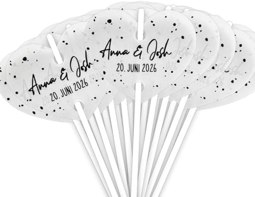 50x Personalisierte Knicklichter Hochzeit Set - Herz Anhänger Transparentpapier mit Namen & Datum - Weiße Leuchtstäbe für Hochzeitstanz, Gastgeschenk & Partydeko