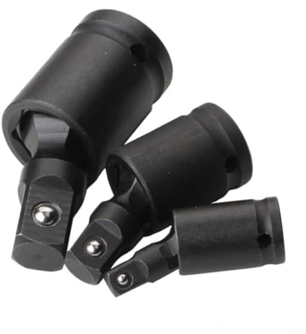 Evenoonest Socket Adapter, 360 Degree Swivel Wobble Joint Set 1/4 3/8 1/2 Inch Metal for impact Ready for Automotive Work 3 Pieces