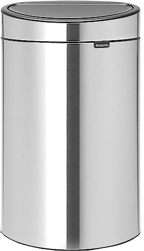 Brabantia Touch Bin New Recycle - 10L / 23L Inner Buckets (Matt Steel) Flat-Backed Waste/Recycling Kitchen Bin with Removable Sorting Compartments