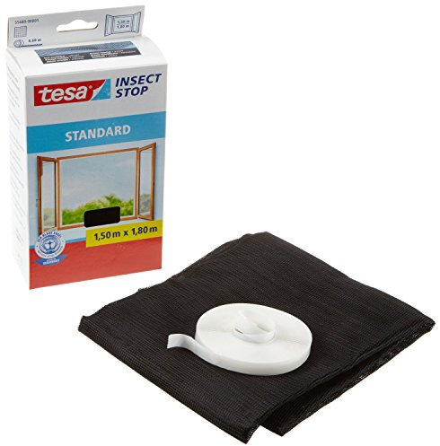 Tesa Fliegengitter für Standard-Fenster, weiß, leicht, 1,5 m x 1,8 m 1,5m:1,8m / 2er Pack anthrazit