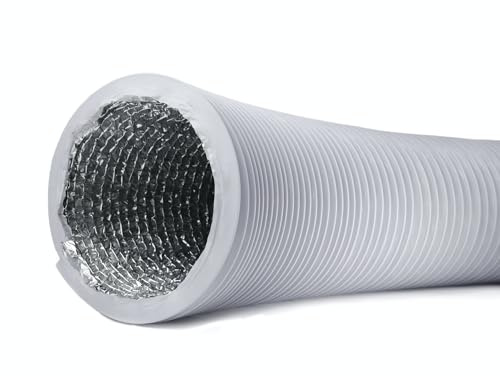 Profi Abluftschlauch mit Alu Isolierung - Durchmesser 125 mm / 127 mm, Länge 3 m - für Klimaanlage, Trockner, Abzugshaube, Wäschetrockner - stabil und wärmeisoliert (Standard)