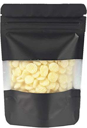 Confezione da 100 sacchetti colorati richiudibili in Mylar con finestra trasparente smerigliata con chiusura ermetica e chiusura ermetica per caffè, sacchetti in alluminio opaco (9 cm x 13 cm), nero)