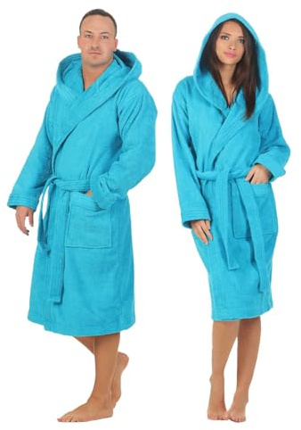 Class Home Collection Bademantel Damen & Herren mit Kapuze – 100% Baumwolle Frottee, weich & saugfähig – OEKO-TEX zertifiziert