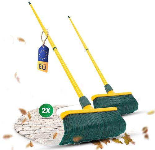 Novaliv Juego de escoba de plástico con mango de 30 cm, escoba rascadora, escoba para exteriores, jardín (2, 30 cm con mango)