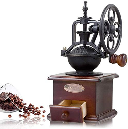 WANGLXST Kaffeemaschine, Retro-Kaffeemühle, Handaufzug Kaffeebohnenmühle Riesenrad, Tragbare Manuelle Kaffeemaschine Mühle