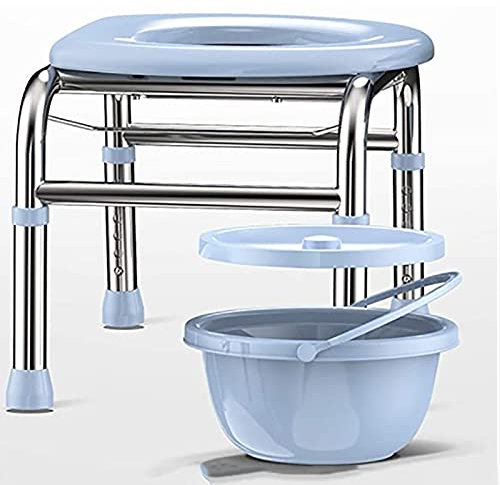 SUMBITOD Toilettenrollstuhl, gelochter Edelstahlstuhl, höhenverstellbare klappbare tragbare Hocktoilette