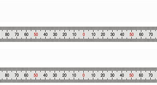 Selbstklebendes Messlineal aus Edelstahl, 10 mm Breite, silberfarbene metrische Skala, Gehrungsband, Maßstab (50-0-50 mm Mitte), 100 mm Länge, 2 Stück