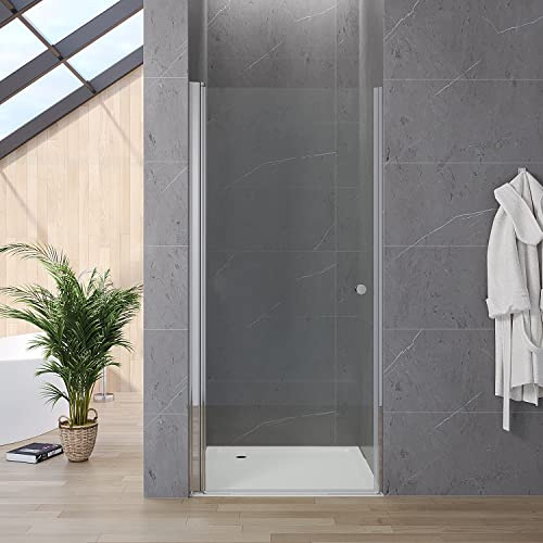 Duschtür 80 cm breit 187 cm hoch Nischendrehtür Duschabtrennung Duschwand Glas Pendeltür Drehtür Schwingtür rahmenlose Duschkabine aus 5 mm ESG Echtglas Klar Verstellbereich 78,5-80,5 cm | AQUABATOS