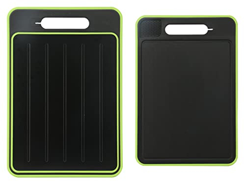 Auftauplatten Schneidebrett mit Auftau-Funktion, 3x Schneller Auftauen Frost Away 4-in-1 Küchen Gadget mit Integriertem Messerschärfer und Gewürzreibe Auftauschale Defrost Tray