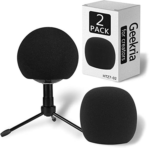 Geekria for Creators - Parabrezza in schiuma, compatibile con Blue Snowball, Snowball ICE, copertura anti-pop in schiuma, filtro in spugna (confezione da 2)