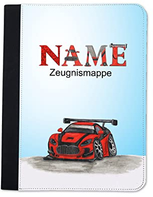 Maus-Design Zeugnismappe personalisiert Auto mit Name | Klarsichthüllen A4+, Urkundenmappe, Dokumentenmappe