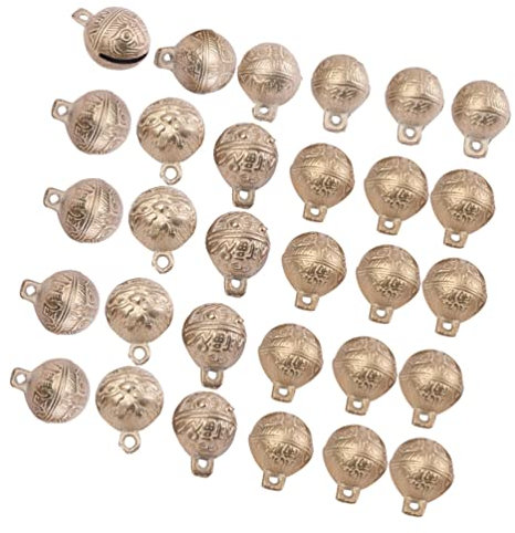 Anneome 30 Stück Kupferglöckchen Mit Tigerkopf-Muster Kleine DIY-Glocken Für Windspiele Schmuck Und Bastelarbeiten Antike Bronze Klangdekoration Für Garten Und Feiertage