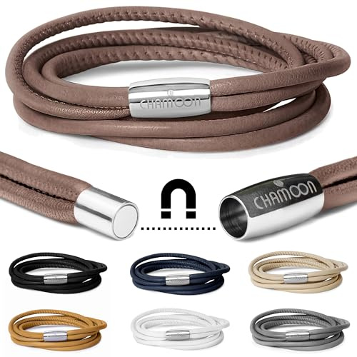 CHAMOON® Premium Lederarmband für Damen | Besonders fein & weich | Praktischer Magnetverschluss aus Edelstahl | Mit über 80 Charms erweiterbar | 7 Farben | Einfach- & doppelt-gewickelt