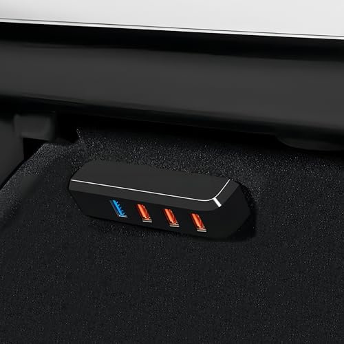 Leikaendi Handschuhfach USB Hub für Tesla Model Y 2021-2024 Model 3 2021-2023, 4-in-1 Multiport Handschuhbox Docking Station Zubehör für Dashcam Flash Drive Ladegerät Datenübertragung Spiele Musik