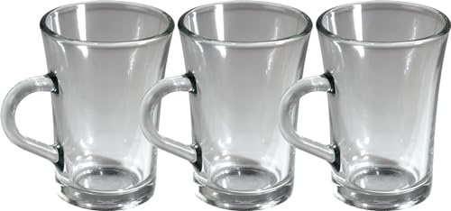 Sterling Ventures Opera Glass Coffee&Tea Cup, Clear & Resistant to Temperature Changes, Ideal for Ice Cream to Espresso - 225ml Pack of 3