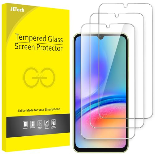 JETech Pellicola Protettiva per Samsung Galaxy A05s, 3 Pezzi | HD Trasparente, Compatibile con Face ID, Vetro Temperato Antigraffio