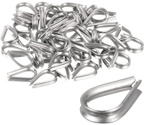 sourcing map 50 Stück M1,5 Edelstahl-Fingerhut für Drahtseil mit 1,5 mm Durchmesser, Drahtseil-Kauschen, Takelage für Marine, Sonnensegel, Zaun, 50 Stück