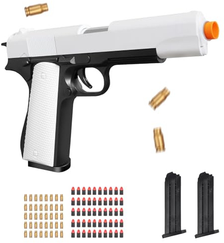 Bugrtey Soft Bullet Toy Gun Pistol with Shell Ejecting for Indoor/Outdoor Shooting Games Toys, Fake Gun Prop for Halloween Costume, Educational Play Toy Guns Model, Christmas/Birthday Gifts
