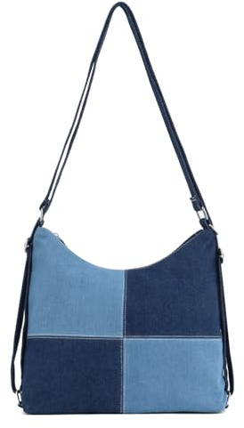 Syrads Mujer Denim Hobo Bolsos para Mujer Bolso de Hombro Retro Tote Casual Bolsos de Hombro de Denim,Azul