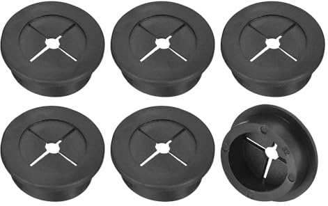 QUARKZMAN 6 Piezas Pasacables de Escritorio de Goma 1-1/4 (32mm) Cubierta de Orificio de Cable Pasacables para Organizador de Cables de Escritorio de Oficina Negro