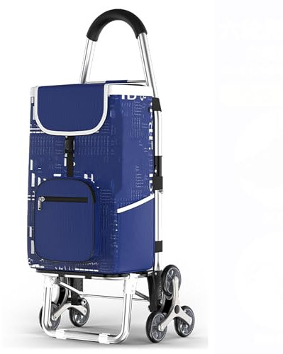 Carrello montascale pieghevole con tre ruote e fodera impermeabile, grande capacità 50 l, ideale per la spesa