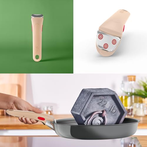 Lagostina Ingenio Vivissima, Manico Rimovibile Resistente fino a 10kg, Fissaggio Sicuro a 3 Punti, Design Ergonomico, Colore Beige