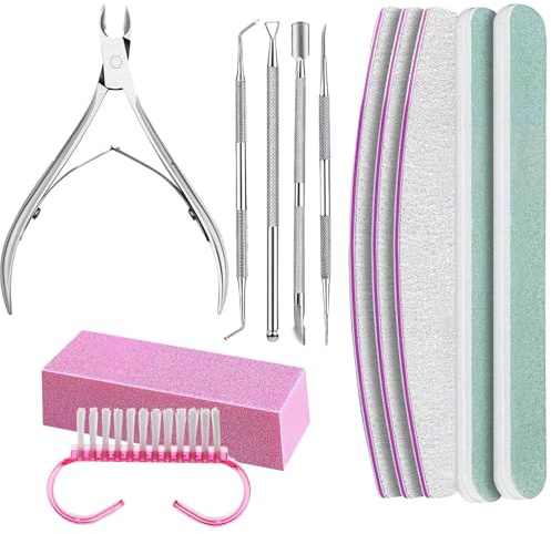 Sillas Herramientas de pedicura y manicura, kit de lima de uñas | Herramientas de manicura Kit de cuidado de uñas de acero inoxidable - Kit de uñas con limas de uñas, removedor triangular, limas de