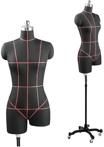 Schaufensterpuppe Körper weiblich, Bekleidungsform Nähen Schaufensterpuppe Torso weibliche Schaufensterpuppe feste Schaufensterpuppe Kleidungsform mit Metallrolle zum Nähen,M-Model82-Black