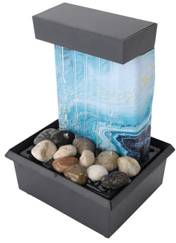TIKATARER Indoor Fountain, Tabletop Waterfall Fountain, USB Powered, LED Lights, Compact, Ideal for Home, Office or Garden