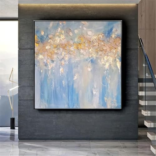 XBTYKPB Blattgold-Drucke auf Leinwand, Poster, nordische moderne abstrakte Wandkunst, Bilder für Zuhause, Hotel, Wohnzimmer, Dekor, Ölgemälde, 20 x 20 cm, rahmenlos
