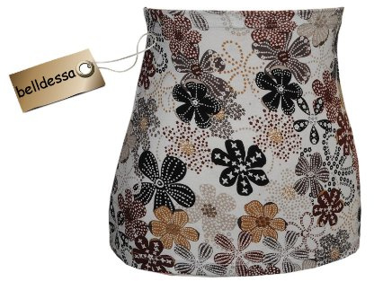 alles-meine.de GmbH 3 in 1 : Jersey - Nierenwärmer/Shirt Verlängerer/Accessoire - Frau M - Blumen weiß braun - Bauchwärmer/Bauchband