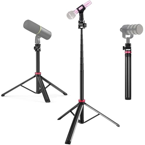 Mikrofonstativ, 200,3 cm, Teleskop-Boden-Mikrofonständer, kompatibel mit Shure SM58 SM57 MV6/Samson Q2U/Rode Podmic/Behringer und USB-XLR-Mikrofonen