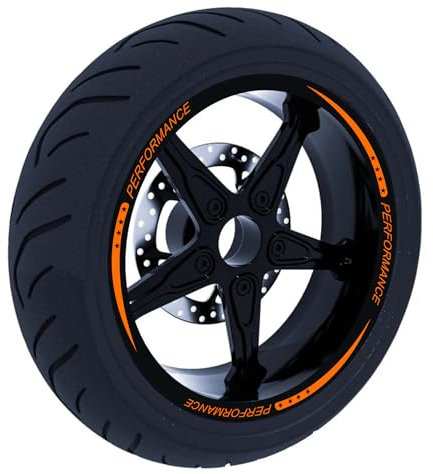 DualColorStampe Set mit Felgenstreifen für Motorrad für 2 Räder von 15 bis 19 Zoll – Aufkleber für Motorradreifen – Design Racing D0115 (Orange 35)